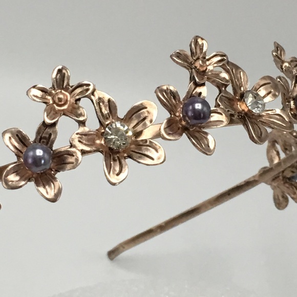 Rose gold headband pearl crystal tiara wedding - Picture 6 of 8